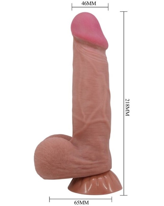 Pretty Love High Grade PRETTY LOVE - SLIDING SKIN SERIES REALISTIC DILDO WITH SLIDING BROWN SKIN SUCTION CUP 20.6 CM