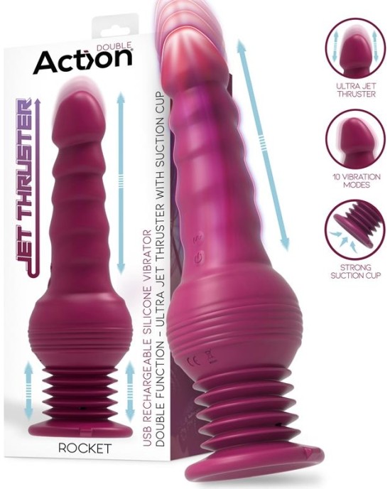 Action Rocket Ultra reaktīvo dzinēju vibrators ar jaudīgu piesūcekni