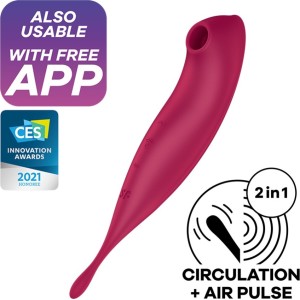 Satisfyer TWIRLING PRO VIBRATORS AR CONNECT APP TUMŠI SARKANĀ