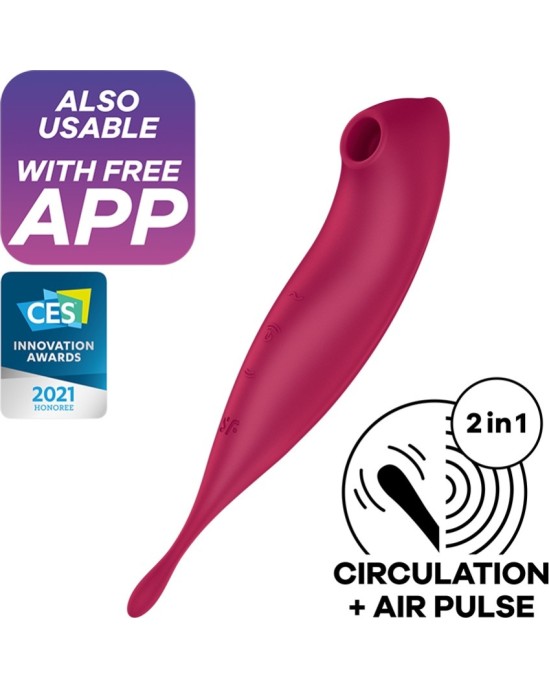 Satisfyer TWIRLING PRO VIBRATORS AR CONNECT APP TUMŠI SARKANĀ