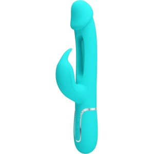 Pretty Love Flirtation PRETTY LOVE — KAMPAS RABBIT 3 IN 1 DAUDZFUNKCIJAS VIBRATORS AR MĒLES AQUA GREEN