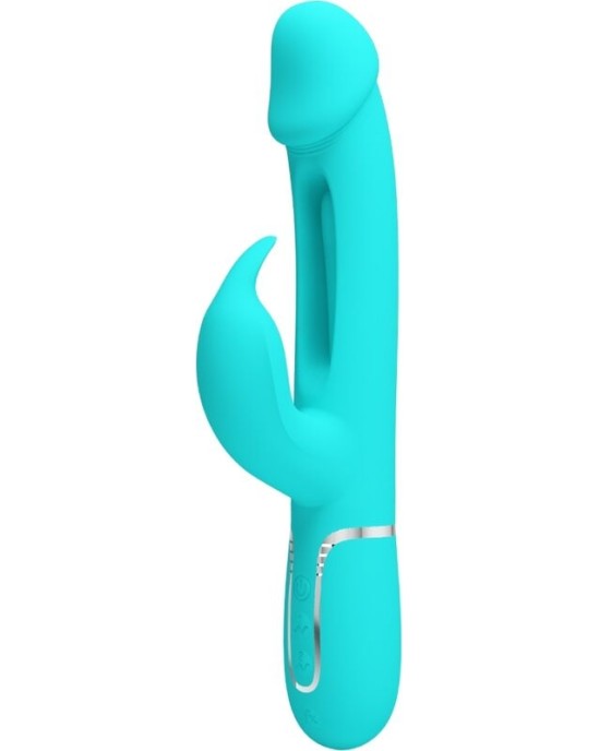 Pretty Love Flirtation PRETTY LOVE - KAMPAS RABBIT 3 IN 1 MULTIFUNCTION VIBRATOR WITH TONGUE AQUA GREEN