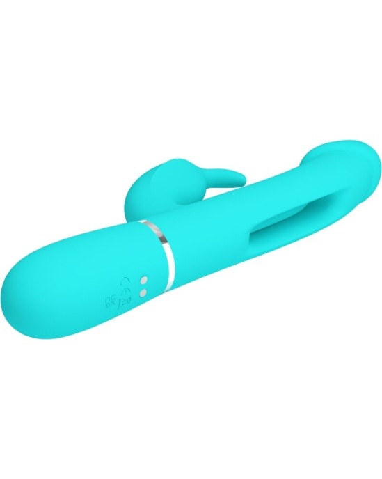 Pretty Love Flirtation PRETTY LOVE - KAMPAS RABBIT 3 IN 1 MULTIFUNCTION VIBRATOR WITH TONGUE AQUA GREEN