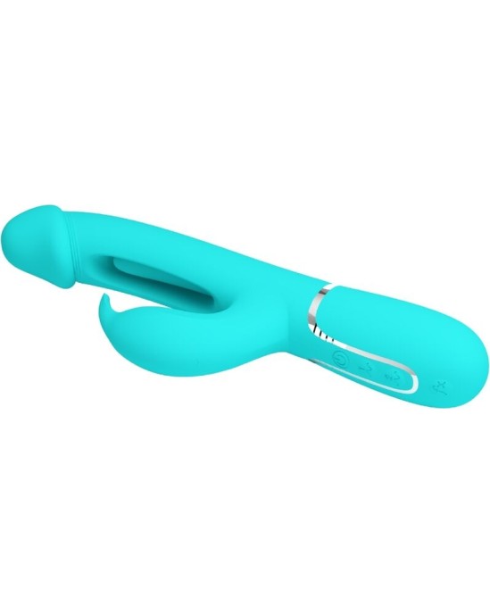 Pretty Love Flirtation PRETTY LOVE — KAMPAS RABBIT 3 IN 1 DAUDZFUNKCIJAS VIBRATORS AR MĒLES AQUA GREEN