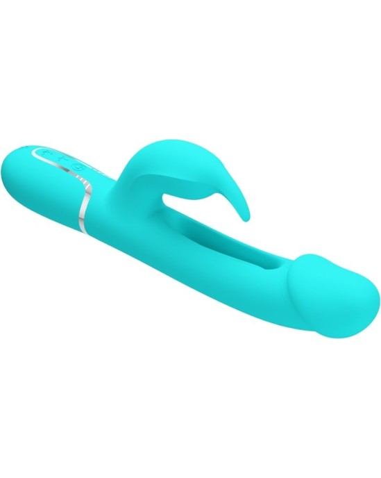 Pretty Love Flirtation PRETTY LOVE - KAMPAS RABBIT 3 IN 1 MULTIFUNCTION VIBRATOR WITH TONGUE AQUA GREEN