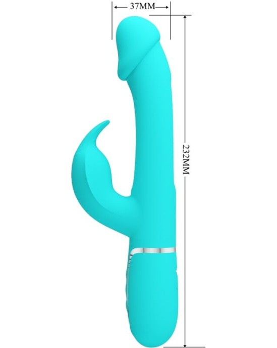 Pretty Love Flirtation PRETTY LOVE — KAMPAS RABBIT 3 IN 1 DAUDZFUNKCIJAS VIBRATORS AR MĒLES AQUA GREEN