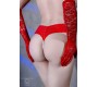 Chilirose TANGA DE P?ROLAS CR-4395 VERMELHA COM BALA VIBRAT?RIA - 36 S