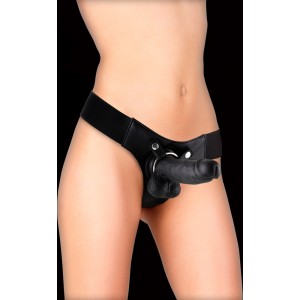 Ouch! REALISTIC LEATHER STRAP-ON 8 INCHES BLACK