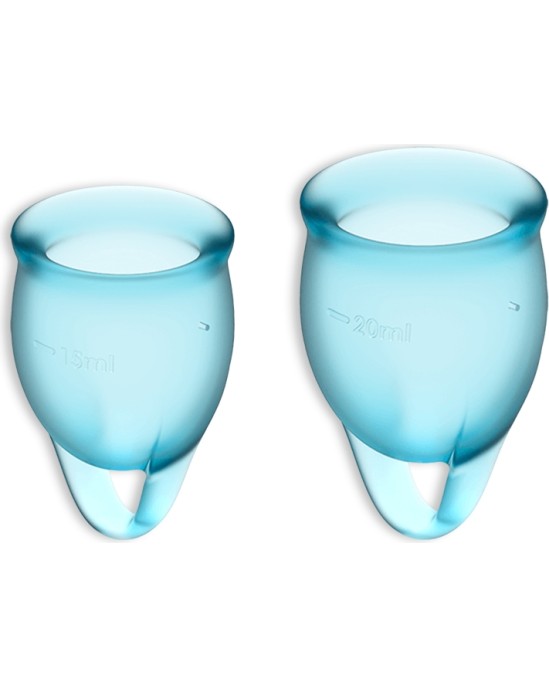 Satisfyer FEEL CONFIDENT 2 MENSTRUAL CUPS SET LIGHT BLUE