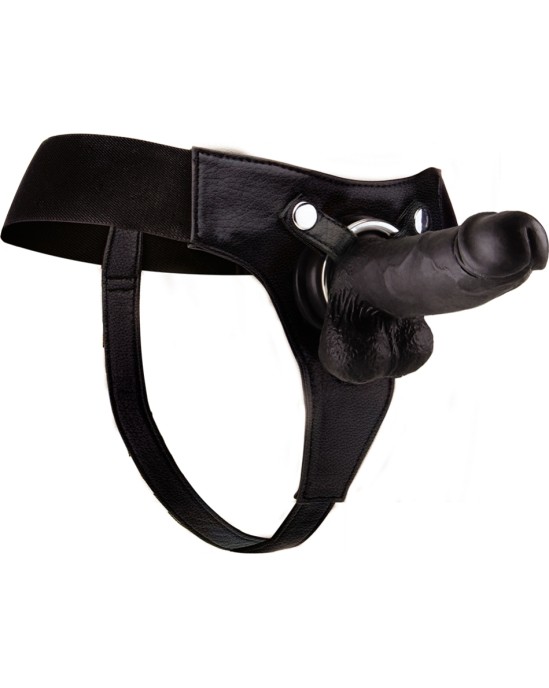 Ouch! REALISTIC LEATHER STRAP-ON 8 INCHES BLACK