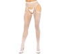 Leg Avenue Hosiery LEG AVENUE - CROTCHLESS NET STOCKINGS WHITE