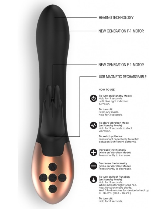 Elegance OPULENT RECHARGEABLE SELF-HEATING VIBRATOR BLACK