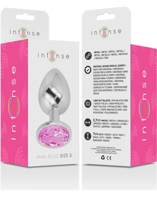 Intense Anal Toys INTENSE - ALUMĪNIJA METĀLA ANĀLAIS SPRIEĶIS AR ROZĀ KRISTĀLU IZMĒRU S