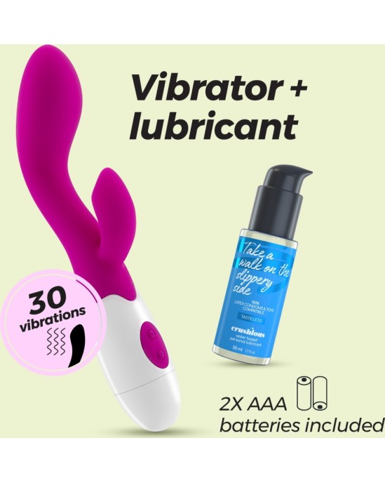 Crushious CHERIE RABBIT VIBRATOR WITH WATERBASED LUBRICANT INCLUDED