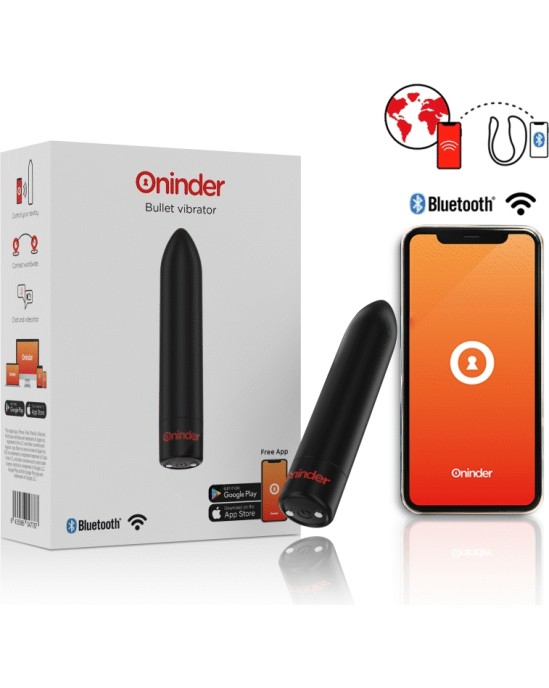 Oninder BERLIN BULLET VIBRATOR BLACK 9 MODES 8.5 X 2 CM - FREE APP