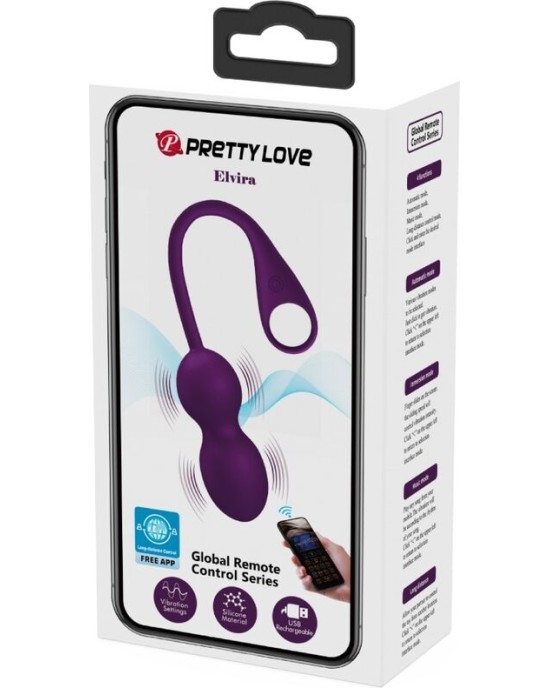 Pretty Love ELVIRA KEGEL BALLS APP REMOTE CONTROL PURPLE