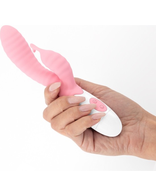 Crushious GUMMIE RABBIT VIBRATOR PINK WITH WATERBASED LUBRICANT INCLUDED