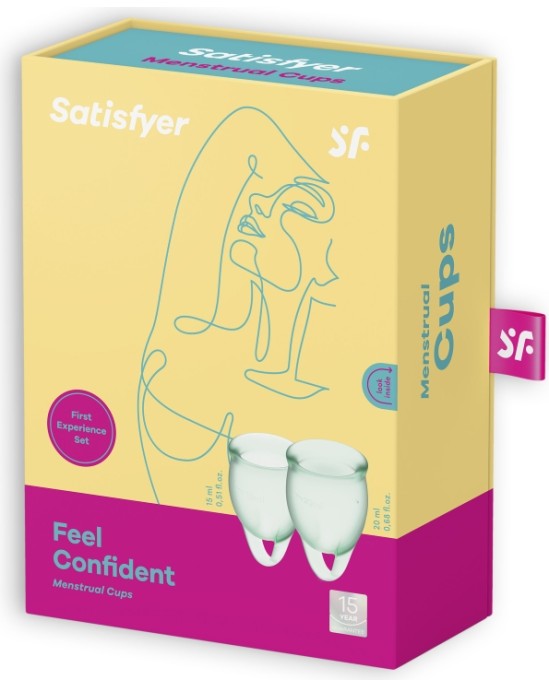 Satisfyer НАБОР МЕНСТРУАЛЬНЫХ ЧАШ FEEL CONFIDENT 2, СВЕТЛО-ЗЕЛЕНЫЙ