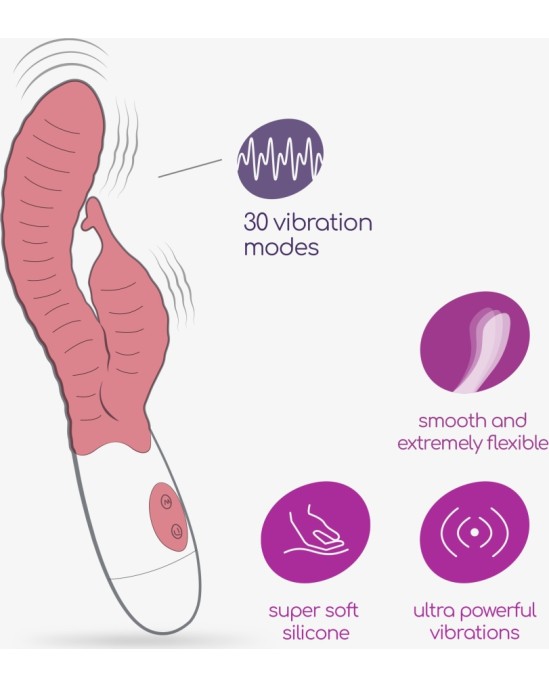 Crushious GUMMIE RABBIT VIBRATORS ROZĀ AR ŪDENS BĀZES LUBRIKANTIEM