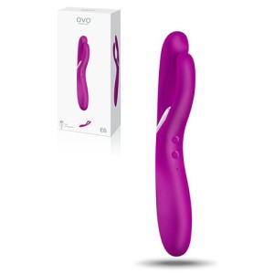 OVO E6 UZLĀDĒJAMS DUBULTĀS VIBRATORS FUCHSIA