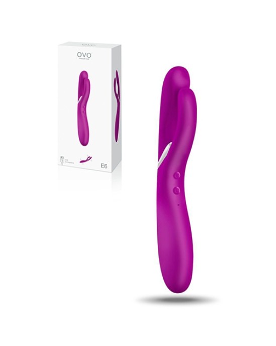 OVO E6 UZLĀDĒJAMS DUBULTĀS VIBRATORS FUCHSIA