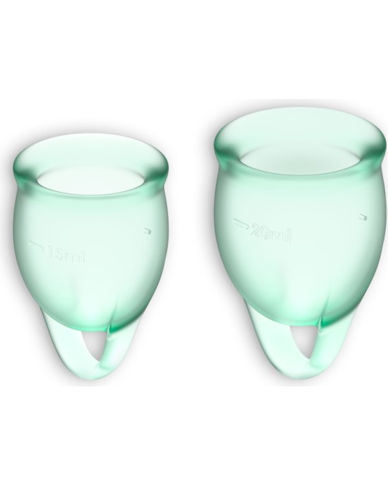 Satisfyer FEEL CONFIDENT 2 MENSTRUAL CUPS SET LIGHT GREEN