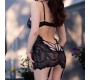 Chilirose NIGHTTIER AND THONG CR-4600 BLACK — 36 S