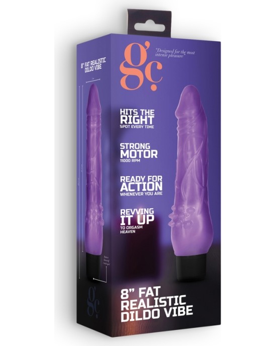 GC 8" FAT REALISTIC DILDO VIBE PURPLE