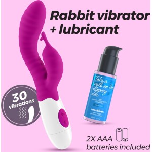 Crushious GUMMIE RABBIT VIBRATORS VILLATS AR ŪDENS BĀZES LUBRIKANTIEM