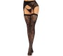 Leg Avenue Hosiery LEG AVENUE - LACE THIGH HIGHS & GARTERBELT BLACK