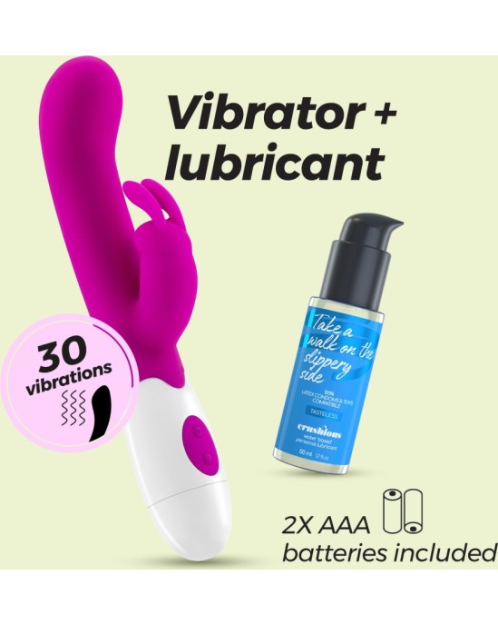 Crushious JIGGLIE RABBIT VIBRATORS AR IEKĻAUTU ŪDENS BĀZES LUBRIKANTI