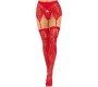 Leg Avenue Hosiery LEG AVENUE - LACE THIGH HIGHS & GARTERBELT RED