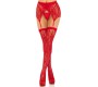 Leg Avenue Hosiery LEG AVENUE - LACE THIGH HIGHS & GARTERBELT RED