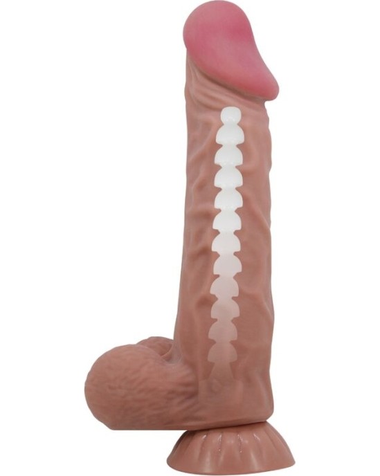 Pretty Love High Grade PRETTY LOVE - SLIDING SKIN SERIES REALISTIC DILDO WITH SLIDING SKIN SUCTION CUP BROWN 24 CM