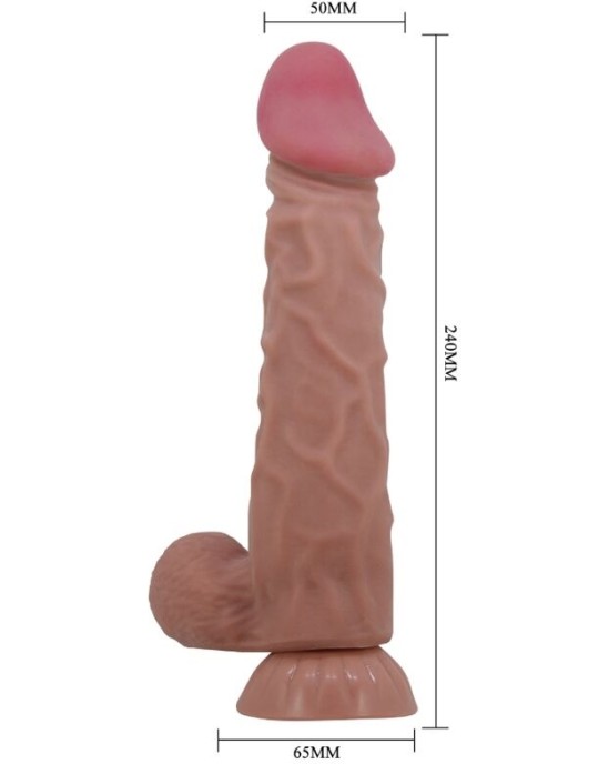 Pretty Love High Grade PRETTY LOVE - SLIDING SKIN SERIES REALISTIC DILDO WITH SLIDING SKIN SUCTION CUP BROWN 24 CM