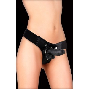 Ouch! REALISTIC LEATHER STRAP-ON 6 INCHES BLACK