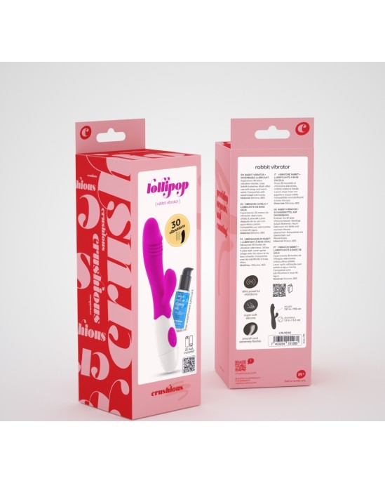 Crushious LOLLIPOP RABBIT VIBRATOR WITH WATERBASED LUBRICANT INCLUDED