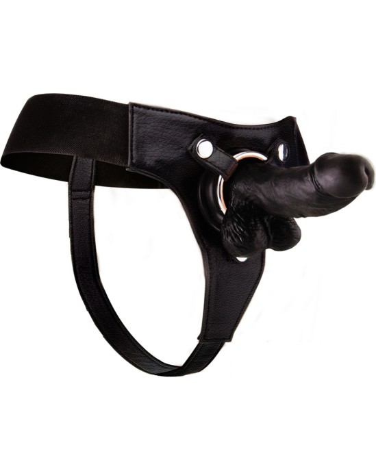 Ouch! REALISTIC LEATHER STRAP-ON 6 INCHES BLACK