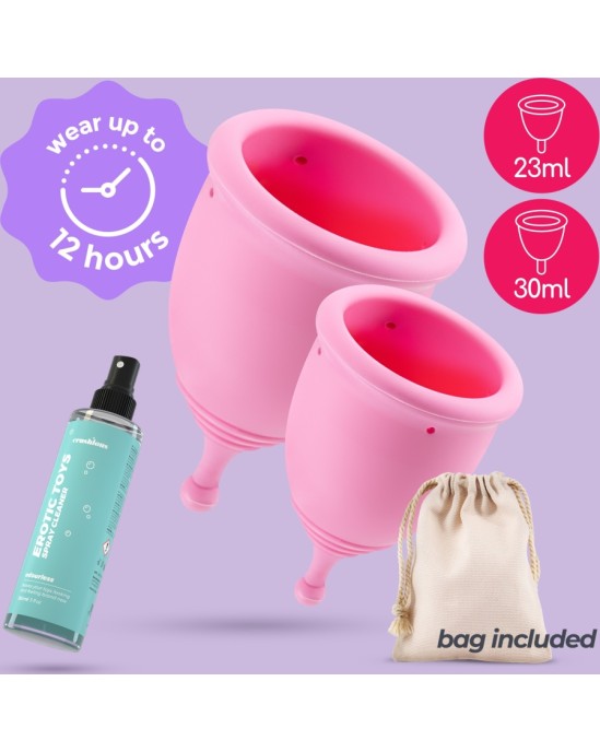 Crushious MINERVA S + L MENSTRUAL CUPS WITH POUCH AND TOY CLEANER 150 ML