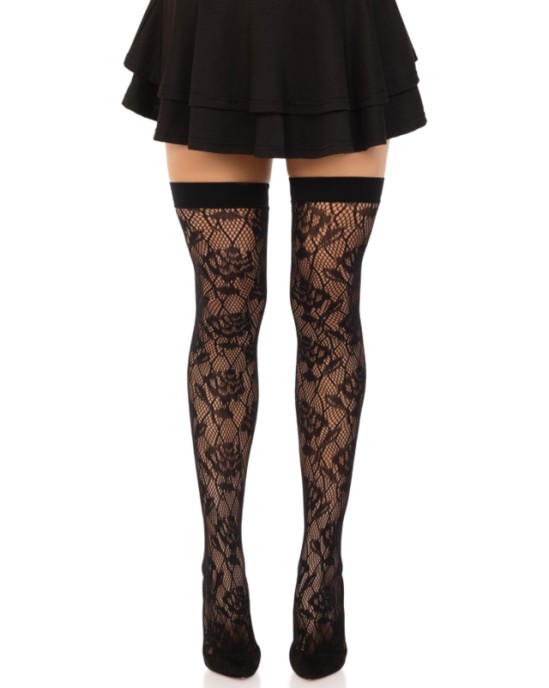 Leg Avenue Hosiery LEG AVENUE - WILD ROSES NET STOCKS BLACK