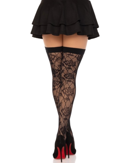 Leg Avenue Hosiery LEG AVENUE - WILD ROSES NET STOCKS BLACK