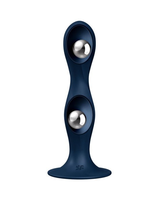 Satisfyer Plugs APMIERINĀTĀJS - DUBULS BALL-R SILIKONA DILDO ZILS