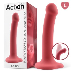 Action Bouncy Liquid Silikona Dildo Hiper Elastīgs 7,5 - 19 cm Izmērs L Burgundija