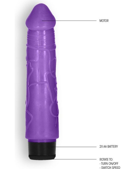 GC 8" THICK REALISTIC DILDO VIBE PURPLE