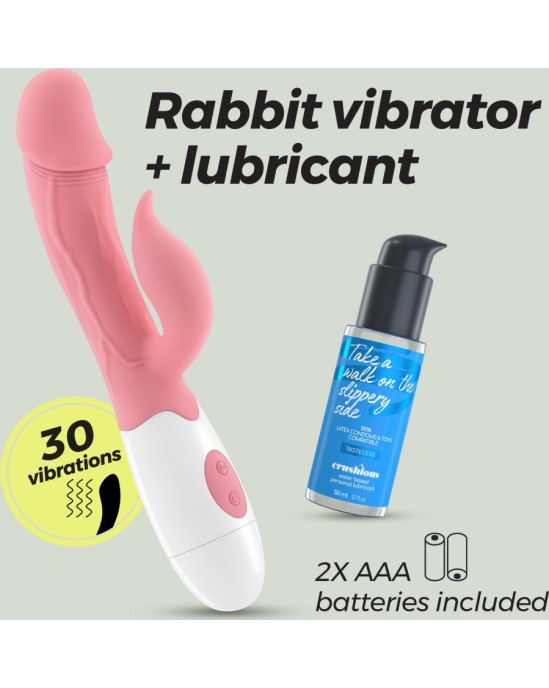 Crushious MOCHI RABBIT VIBRATORS ROZĀ AR ŪDENS BĀZES LUBRIKANTIEM