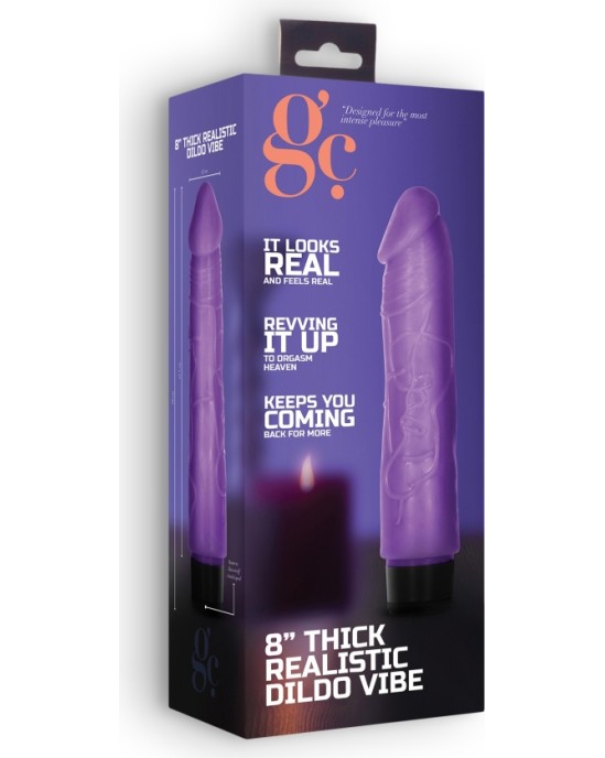 GC 8" THICK REALISTIC DILDO VIBE PURPLE