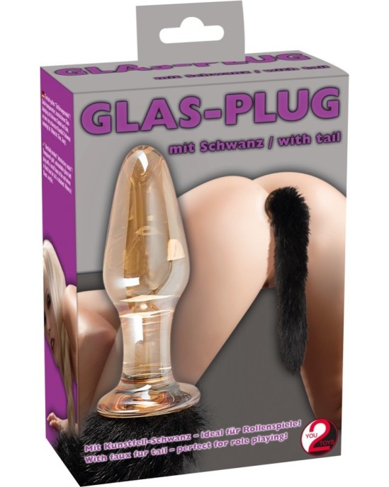 You2Toys BLACK TAIL GLASS BUTTPLUG