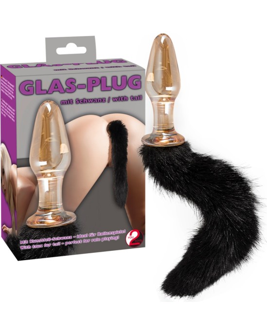 You2Toys BLACK TAIL GLASS BUTTPLUG