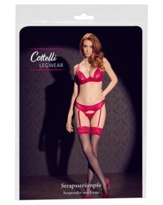 Cottelli Legwear Zeķes melnas/sarkanas 8