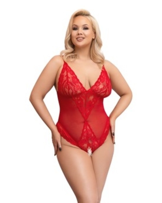 Cottelli Curves Crotchless Body red XL